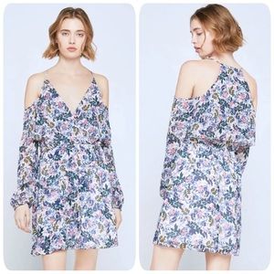BCBGeneration Foral Cold Shoulder Dress Sz SM